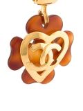 CC logo heart clover clip-on earrings