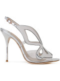 sling-back metallic sandals
