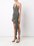 halterneck ruched asymmetric dress