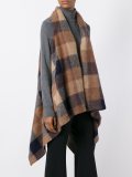 sleeveless check poncho