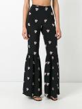 ruffled legs high-rise trousers