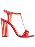 metallic detail T-strap sandals