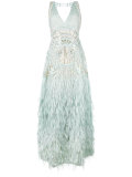 feather effect sheer gown