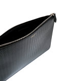 logo embossed woven pouch