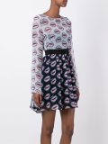 'lips'图案伞摆连衣裙