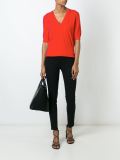 short sleeved V-neck sweater