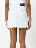 distressed mesh insert denim skirt