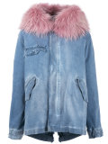 furry trim denim jacket 