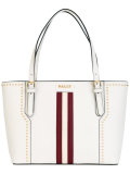 stripe front tote bag