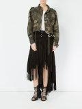 asymmetric fringed leather skirt