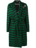 brooch embellished stripe coat