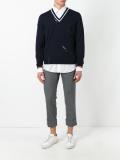 openwork V-neck jumper