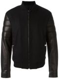 contrasted sleeve bomber jacket