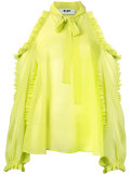 cold shoulder ruffle trim shirt
