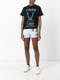 beach patch denim shorts
