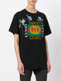 floral embroidered logo T-shirt