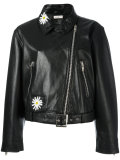 daisy embellished biker jacket