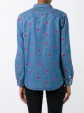 'lips' embroidered denim shirt