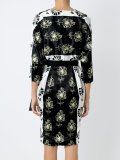 v neck printed dress