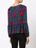 abstract print ruffled blouse