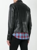 zipped panel leather jacket