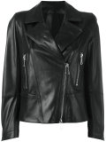 biker jacket with silver tone zippers