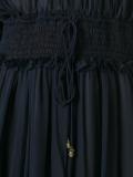 smocked split neck dress