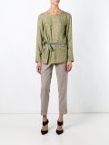 printed belted blouse