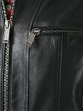 zipped panel leather jacket