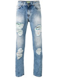 distressed straight jeans