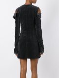 frayed edge cold shoulder dress
