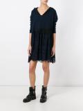 embroidered pleat detail dress