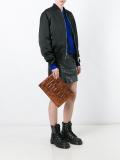 embossed logo clutch