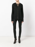 crossed lace-up top