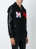 patch detailing hooded bomber jacket