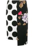 polka dot floral panelled skirt