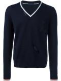 openwork V-neck jumper