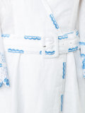 embroidered trim belted dress
