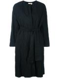 collarless belted coat
