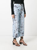 leaves print cropped pants 