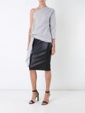 striped one sleeve tie top