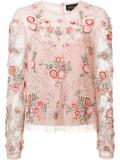 floral embellishment sheer blouse