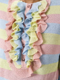 ruffled trim striped sweatshirt 
