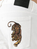 tiki tiger embroidered chino fit jeans