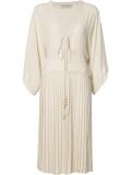 V-neck pleated dress