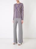 blurry stripes V-neck cardigan