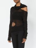 asymmetric cut out detail knitted top