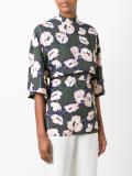 Whisper print open back blouse