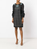 grid puff sleeve dress