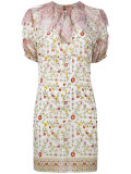 ruffle neck floral print dress